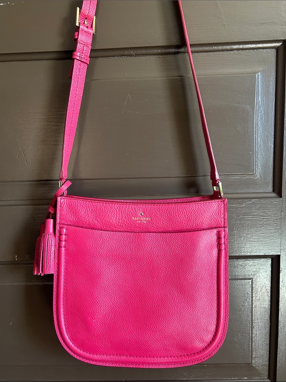 kate spade ♠️ Pink Pebbled Leather Crossbody with Tassel